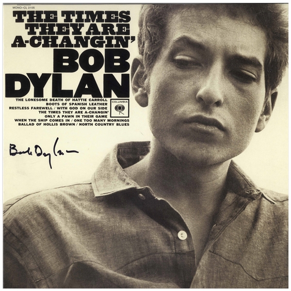 Bob Dylan Signed Album ''The Times They Are A-Changin''' -- With COAs from Roger Epperson & Bob Dylan's Manager, Jeff Rosen